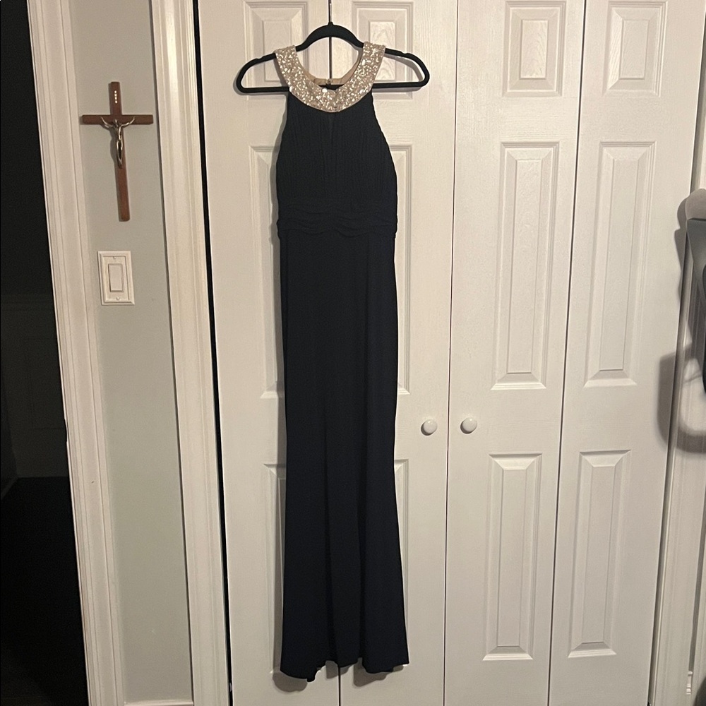 JS Boutique Black Maxi Dress with Silver Accents